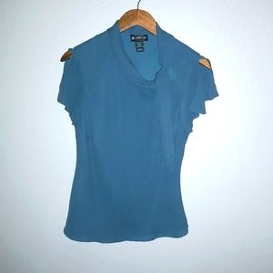 Donna Gray L Teal Silk Neck Tie Top